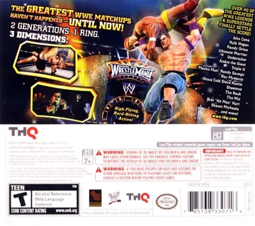 WWE All Stars (Usa) box cover back